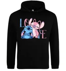 Чоловіча толстовка (худі) Stitch love, колір - чорний, розмір - S Чорний фото