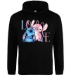 Чоловіча толстовка (худі) Stitch love, колір - чорний, розмір - S Чорний фото