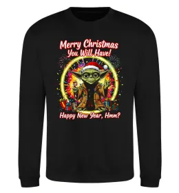 Світшот Yoda Merry Christmas you will have Чорний фото
