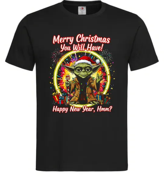 Мужская футболка Yoda Merry Christmas you will have Черный фото