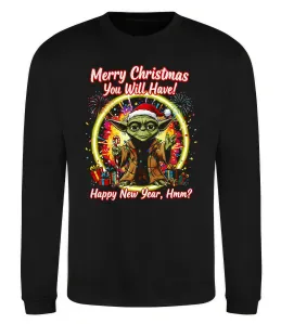 Свитшот Yoda Merry Christmas you will have Черный фото