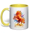 Чашка с цветной ручкой 2026 Рік вогняного коня Солнечно желтый Чашка с цветной ручкой 2026 Рік вогняного коня Солнечно желтый фото
