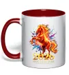Чашка с цветной ручкой 2026 Рік вогняного коня Красный Чашка с цветной ручкой 2026 Рік вогняного коня Красный фото