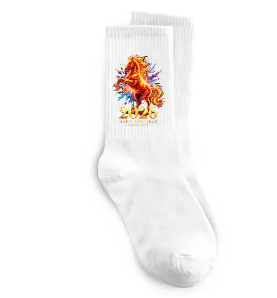 Носки 2026 Рік вогняного коня Белый фото