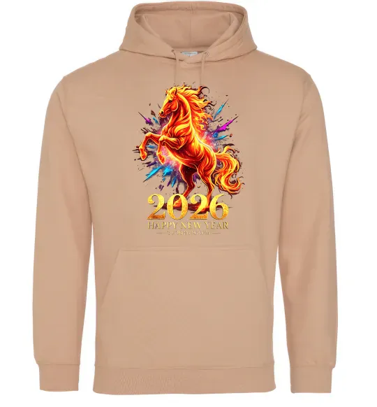 Женская толстовка (худи) 2026 Рік вогняного коня Песочный фото