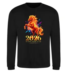 Свитшот 2026 Рік вогняного коня Черный фото