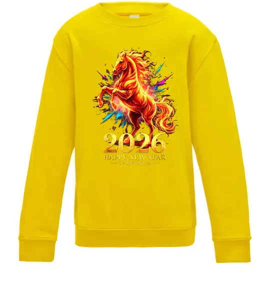Детский Свитшот 2026 Рік вогняного коня Солнечно желтый фото