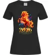 Женская футболка 2026 Рік вогняного коня Черный Женская футболка 2026 Рік вогняного коня Черный фото