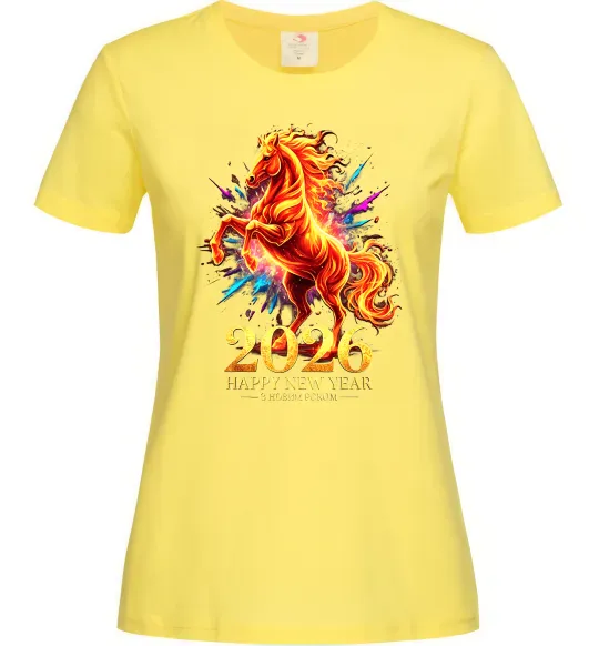 Женская футболка 2026 Рік вогняного коня Лимонный фото