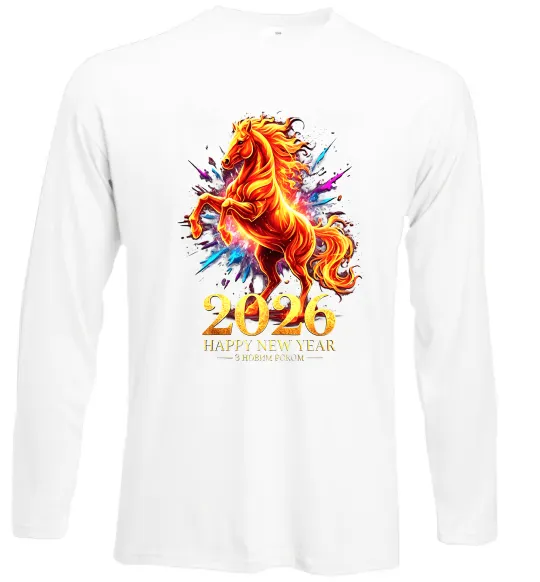 Лонгслив 2026 Рік вогняного коня Белый фото