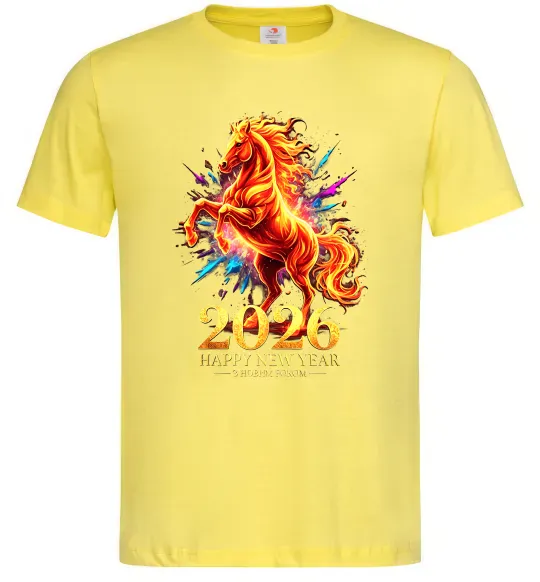 Мужская футболка 2026 Рік вогняного коня Лимонный фото