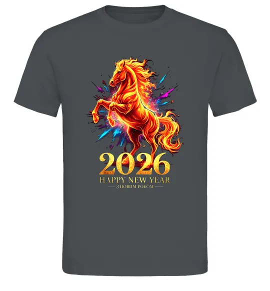 Мужская футболка 2026 Рік вогняного коня Графит фото