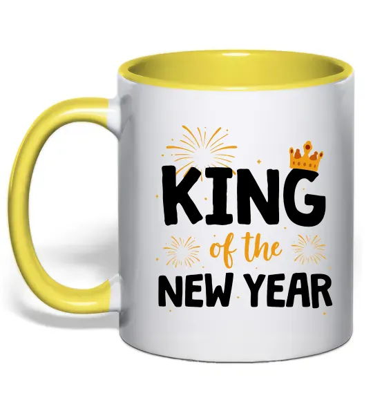 Чашка з кольоровою ручкою King of the year Сонячно жовтий фото