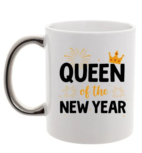 Чашка с цветной ручкой Queen of the year Серебро фото