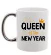 Чашка с цветной ручкой Queen of the year Серебро фото