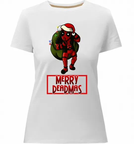 Жіноча преміум футболка Merry Deadmas Білий фото