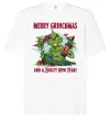 Футболка Оверсайз Merry Grinchmas and boozy New Year Белый фото