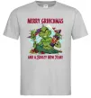 Мужская футболка Merry Grinchmas and boozy New Year Серый фото