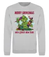 Свитшот Merry Grinchmas and boozy New Year Серый меланж фото