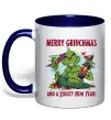 Чашка з кольоровою ручкою Merry Grinchmas and boozy New Year Глибокий темно-синій фото