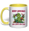 Чашка з кольоровою ручкою Merry Grinchmas and boozy New Year Лимонний фото