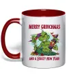 Чашка з кольоровою ручкою Merry Grinchmas and boozy New Year Червоний фото