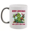 Чашка з кольоровою ручкою Merry Grinchmas and boozy New Year Срібло фото