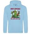Чоловіча толстовка (худі) Merry Grinchmas and boozy New Year Блакитний фото