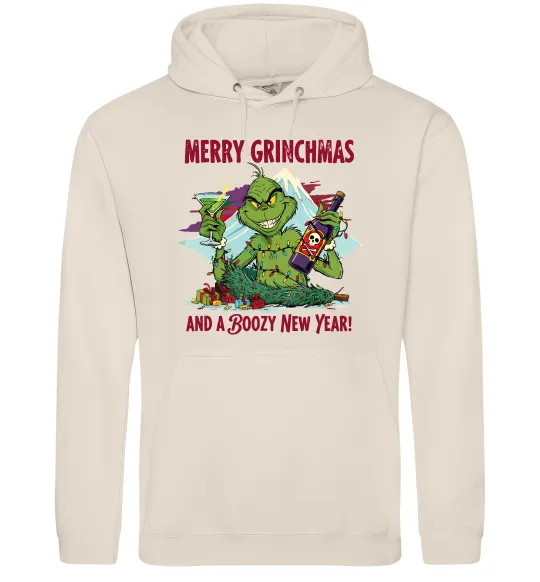 Мужская толстовка (худи) Merry Grinchmas and boozy New Year Таш фото