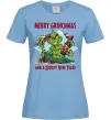 Жіноча футболка Merry Grinchmas and boozy New Year Блакитний фото