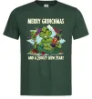 Мужская футболка Merry Grinchmas and boozy New Year Темно-зеленый фото