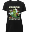 Жіноча преміум футболка Merry Grinchmas and boozy New Year Чорний фото
