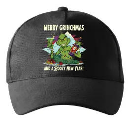 Кепка Merry Grinchmas and boozy New Year Черный фото