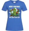 Жіноча футболка Merry Grinchmas and boozy New Year Яскраво-синій фото