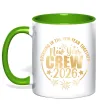 Чашка з кольоровою ручкою New Year crew 2026 Лаймовий фото