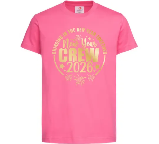 Дитяча футболка New Year crew 2026 Яскраво-рожевий фото