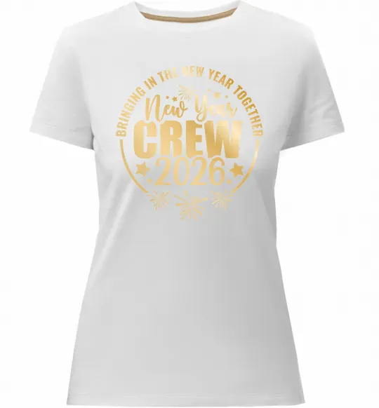 Женская премиум футболка New Year crew 2026 Белый фото
