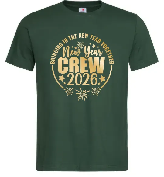 Мужская футболка New Year crew 2026 Темно-зеленый фото