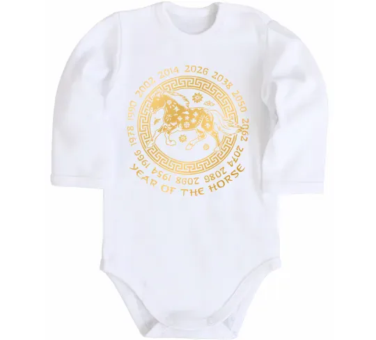 Детский боди Year of the horse Белый фото