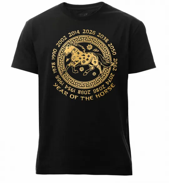 Чоловіча преміум футболка Year of the horse Чорний фото