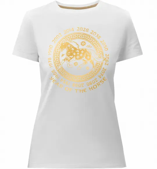 Женская премиум футболка Year of the horse Белый фото
