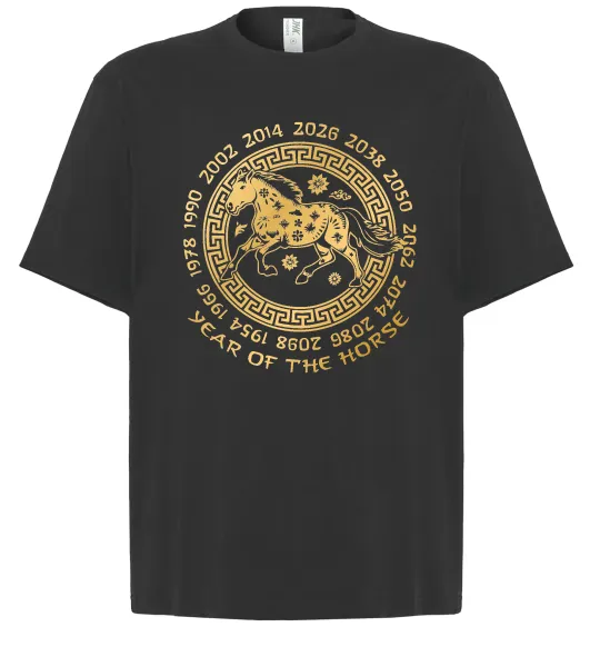 Футболка Оверсайз Year of the horse Черный фото