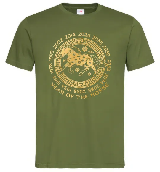 Мужская футболка Year of the horse Оливковый фото