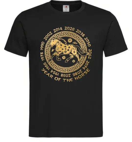 Мужская футболка Year of the horse Черный фото