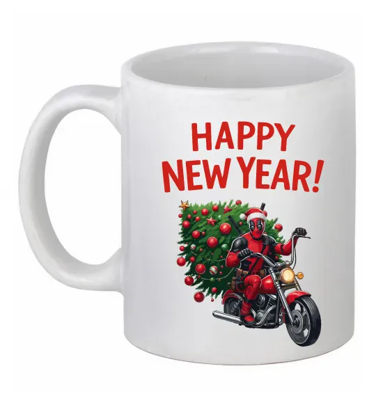 Чашка керамическая Дедпул з ялинкою Белый фото