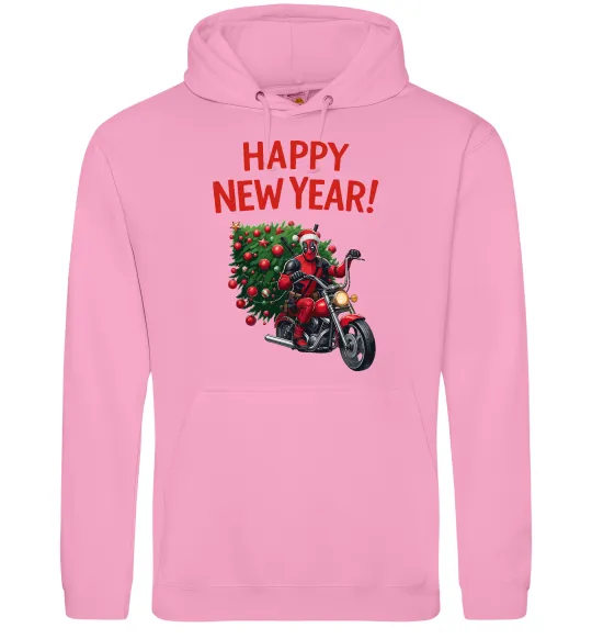 Чоловіча толстовка (худі) Дедпул з ялинкою Рожевий фото