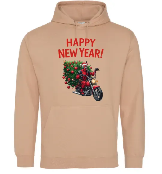 Жіноча толстовка (худі) Дедпул з ялинкою Пісочний фото