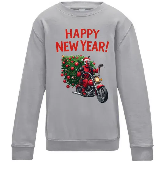 Детский Свитшот Дедпул з ялинкою Серый меланж фото