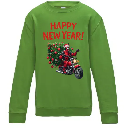 Детский Свитшот Дедпул з ялинкою Лаймовый фото