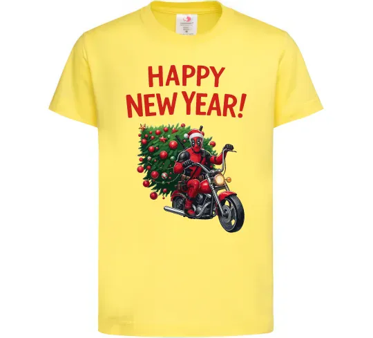 Детская футболка Дедпул з ялинкою Лимонный фото